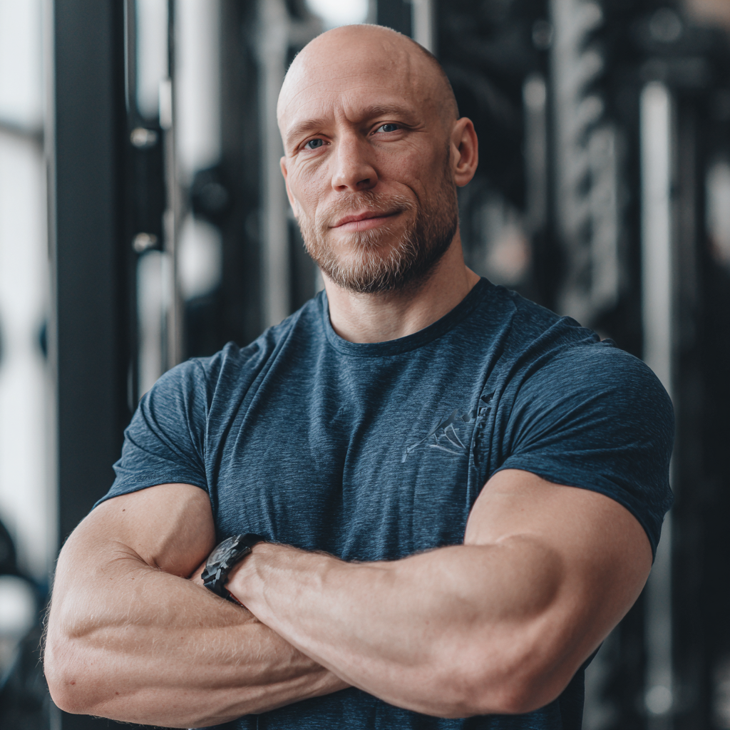 Чоловік тренується в спортзалі